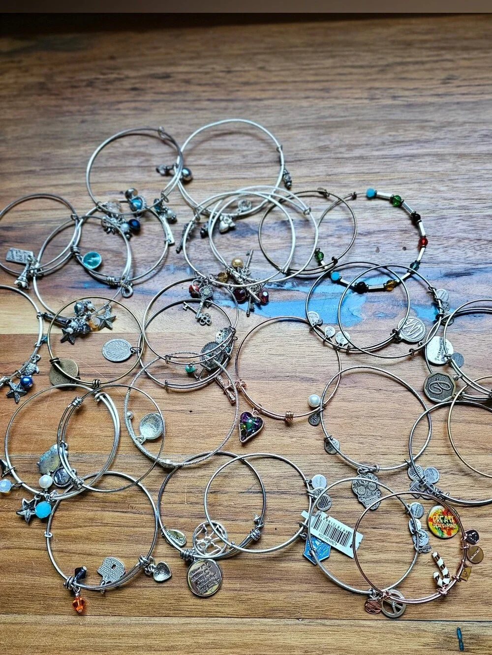Craft Jewelry Lot 29 Wire Expandable Charm Bangle Bracelets Inc 10 Alex And Ani